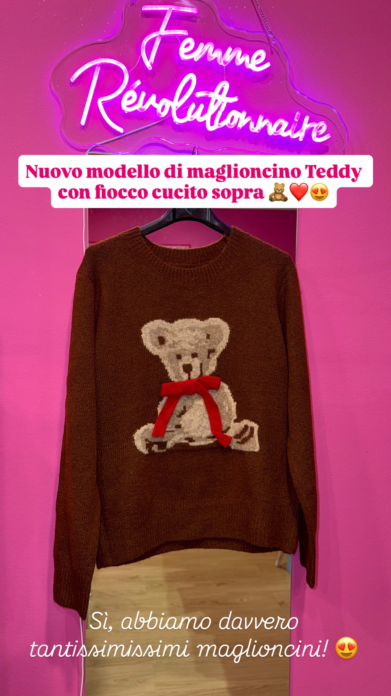 Maglione Orsetto con Fiocco 3D