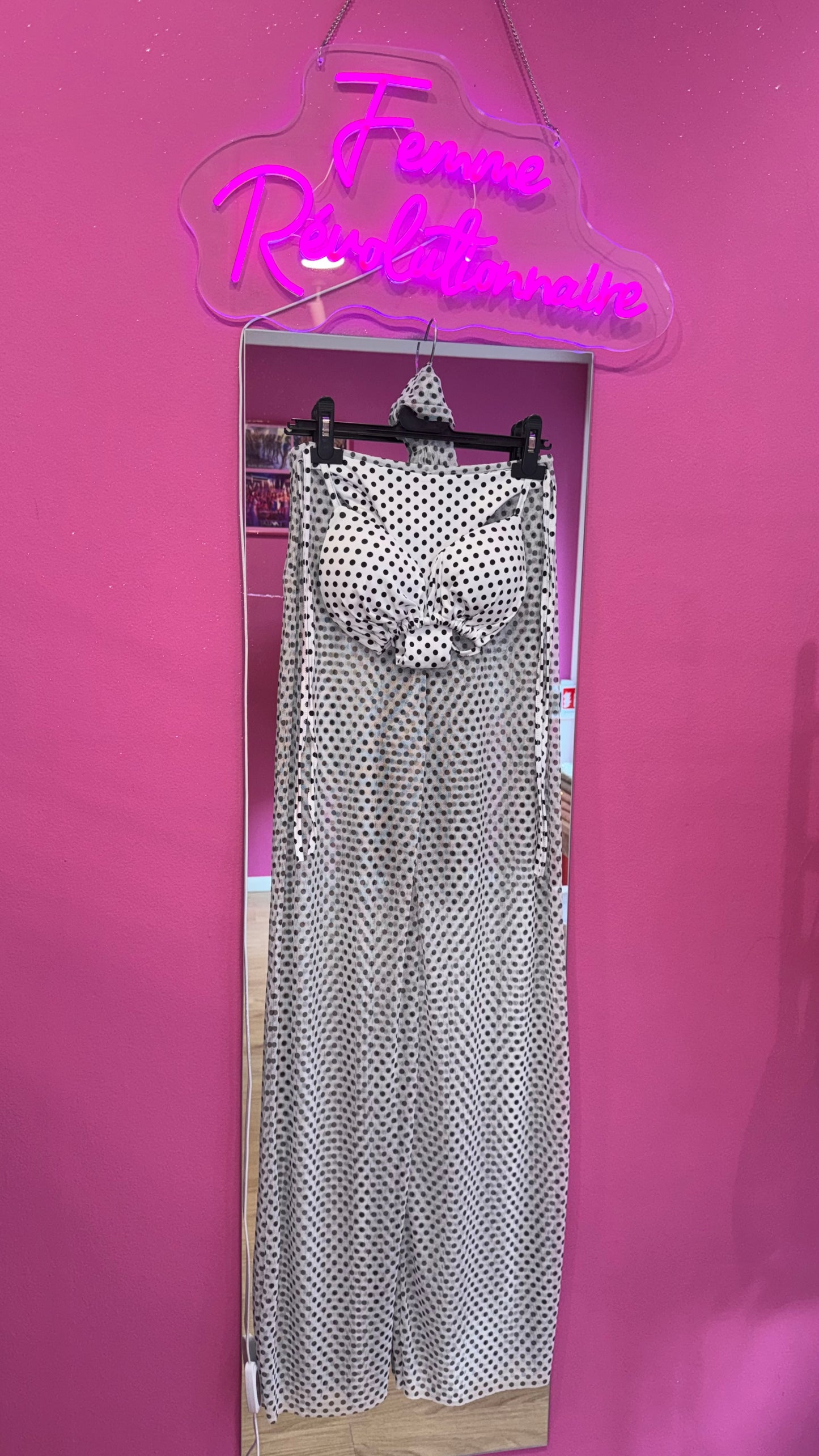 Bikini Pois White (Pantalone, Foulard + Bikini)