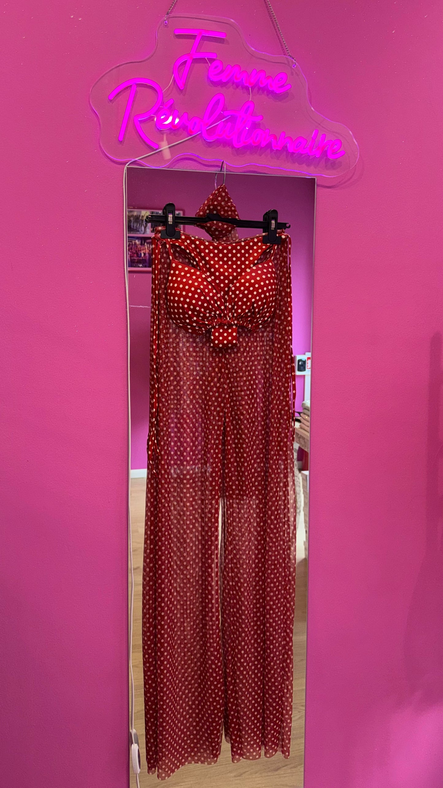 Bikini Pois Red (Pantalone, Foulard + Bikini)