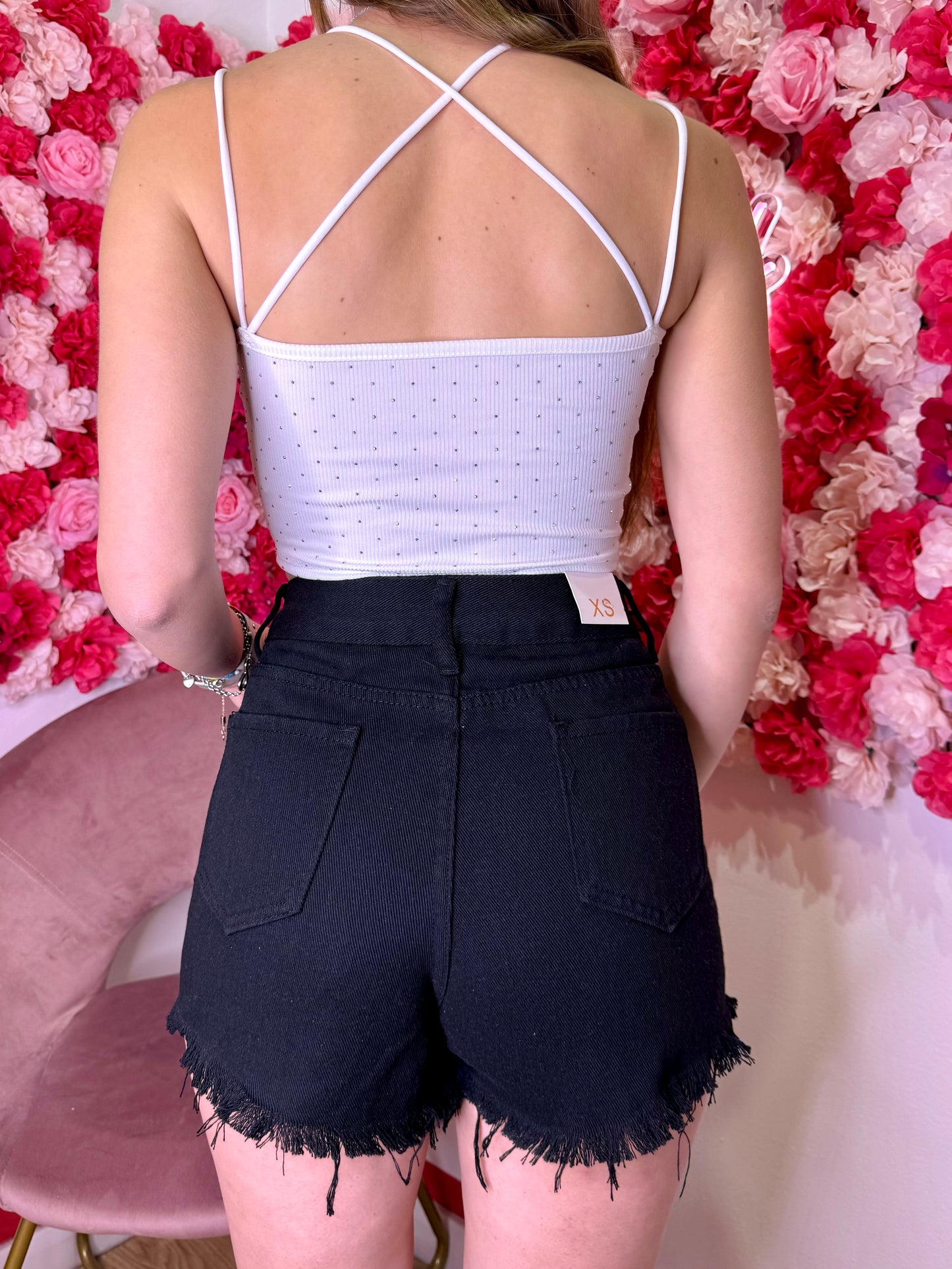 Shorts Jade sfrangiato nero