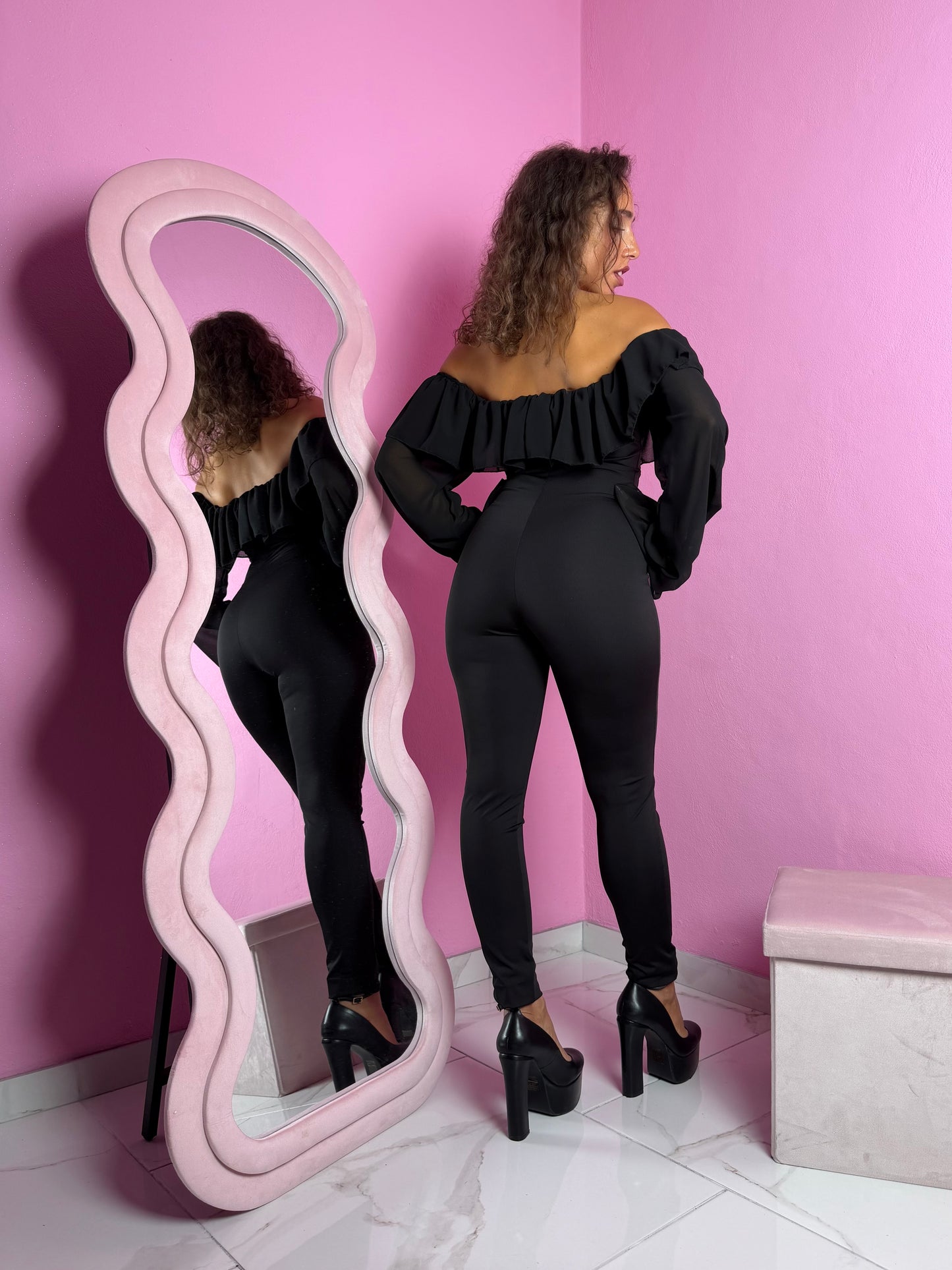 Tutina maniche velate & stringe black