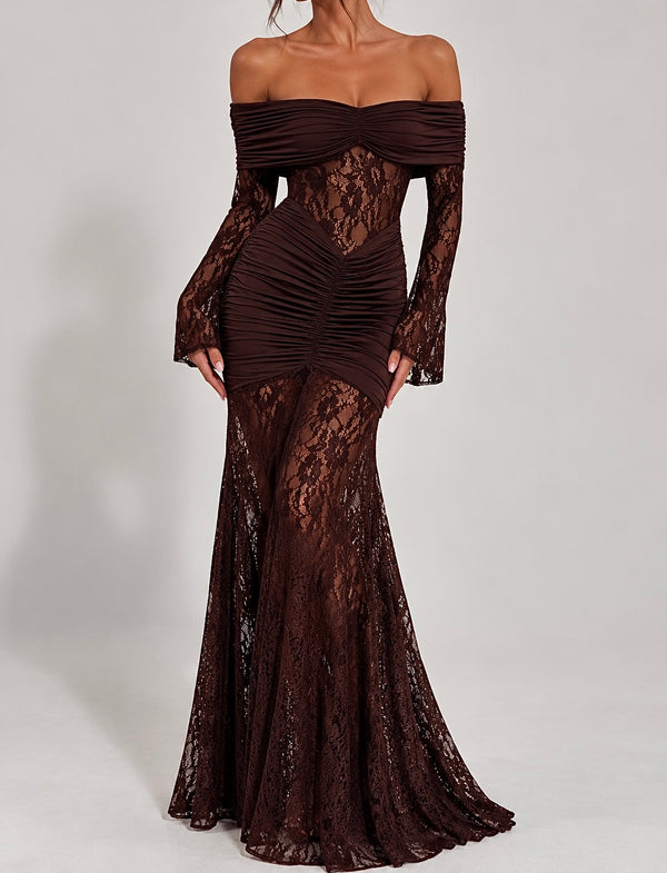 Abito Lace Festival Brown