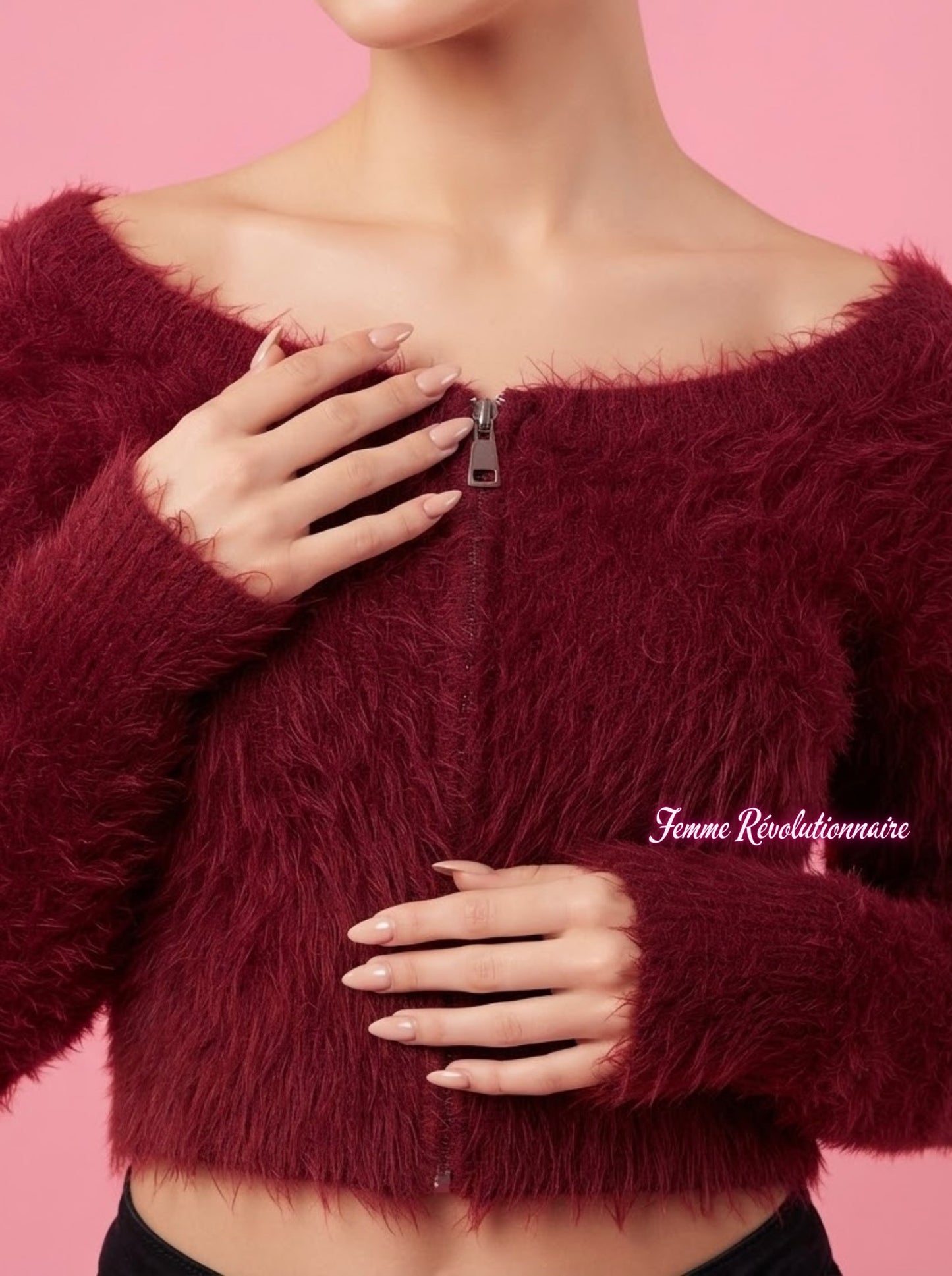 Maglioncino con zip Bordeaux
