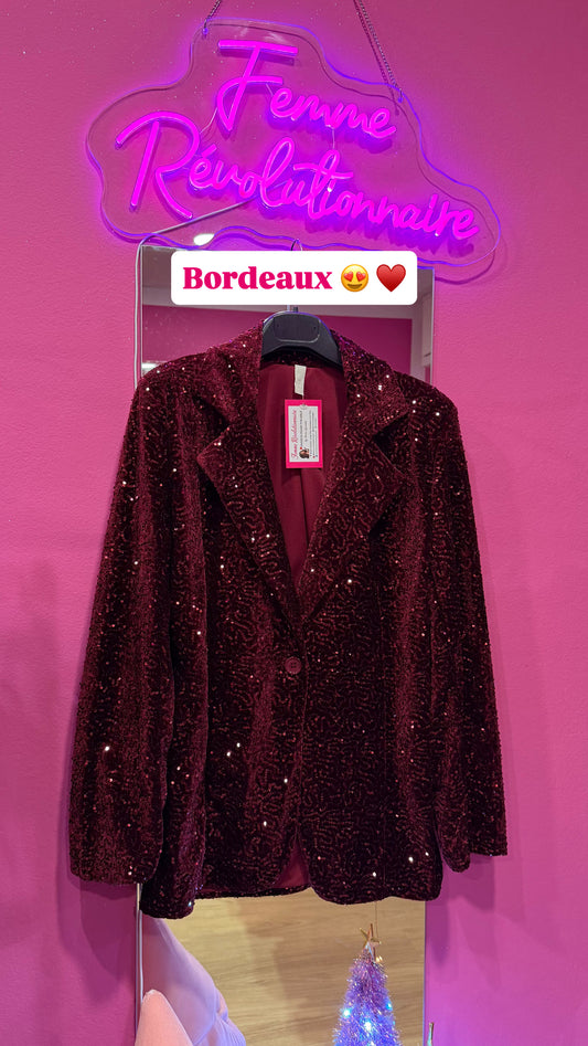 Blazer Velluto e Pailettes Bordeaux