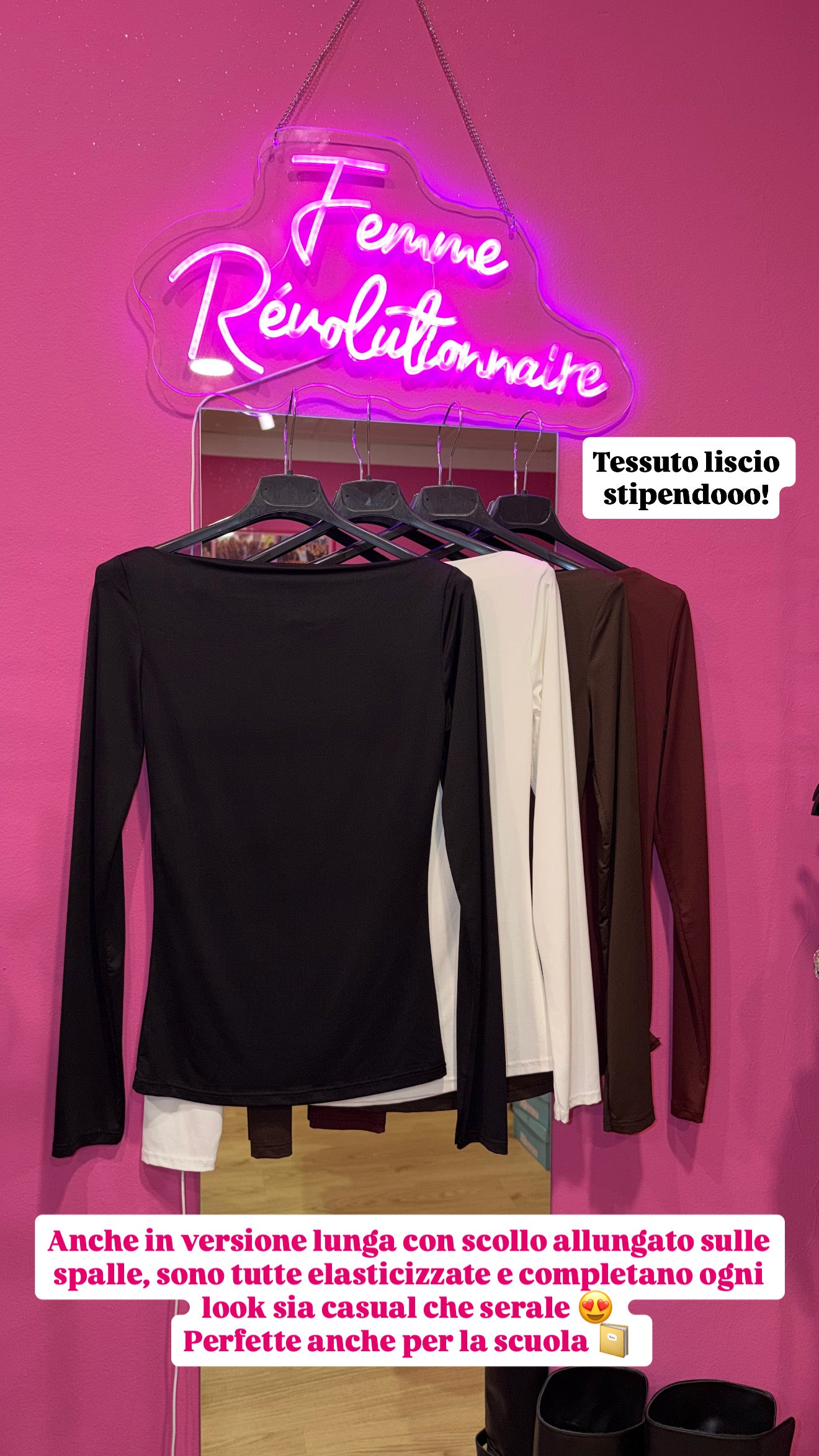 Maglie scollo barchetta in vari colori