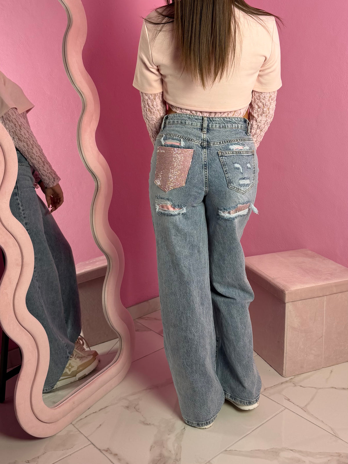 Jeans Diamond Pocket Pink