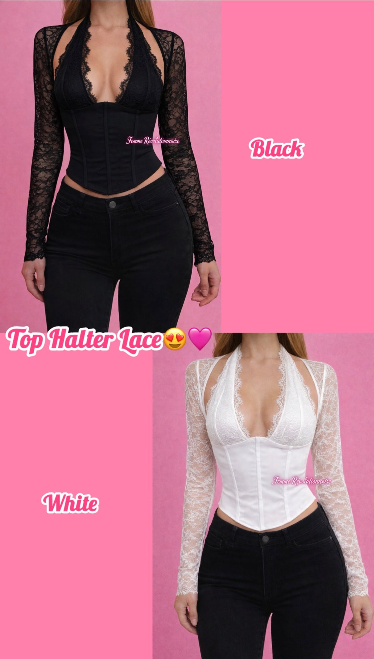 Top Halter Lace White