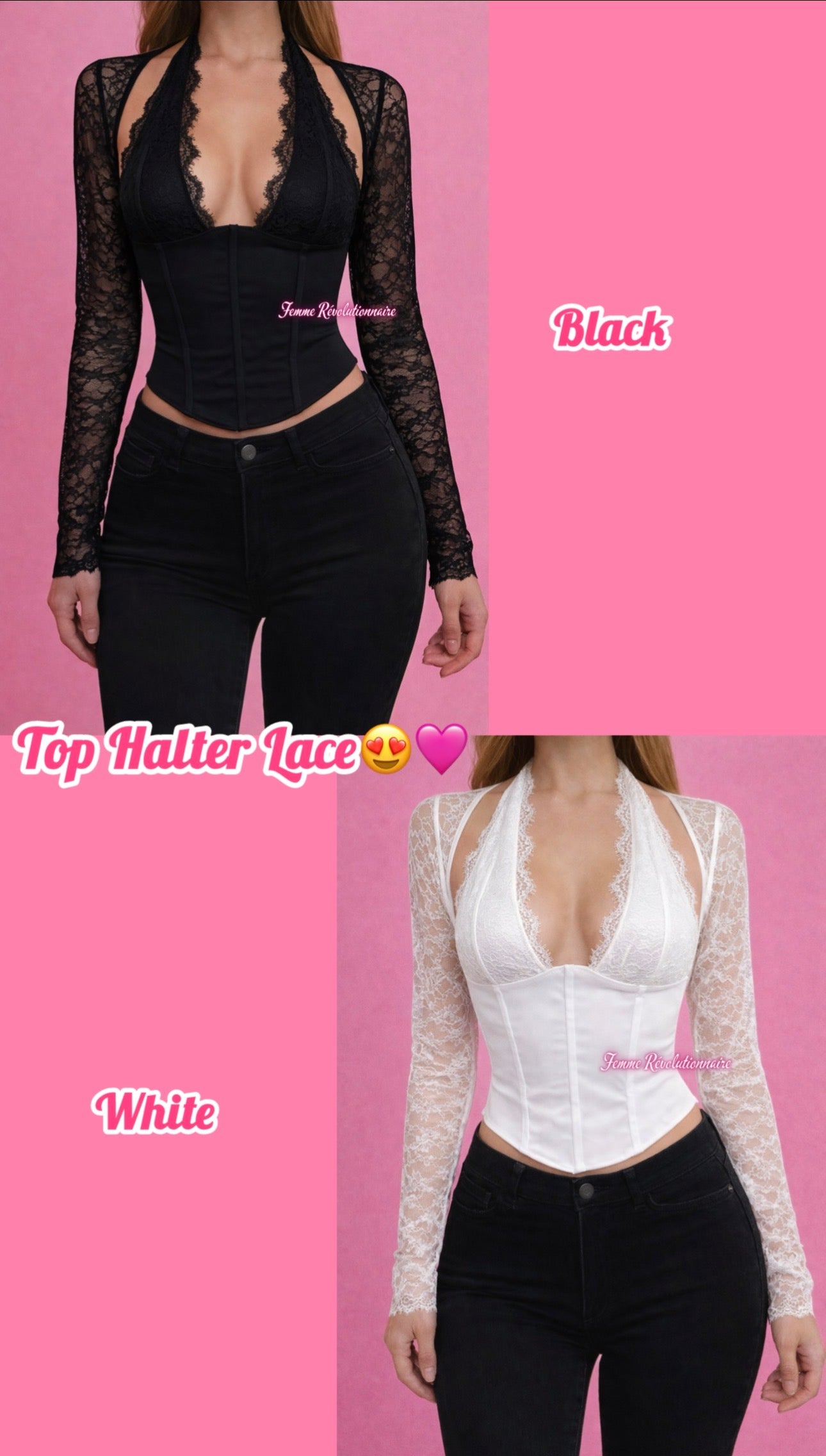 Top Halter Lace White