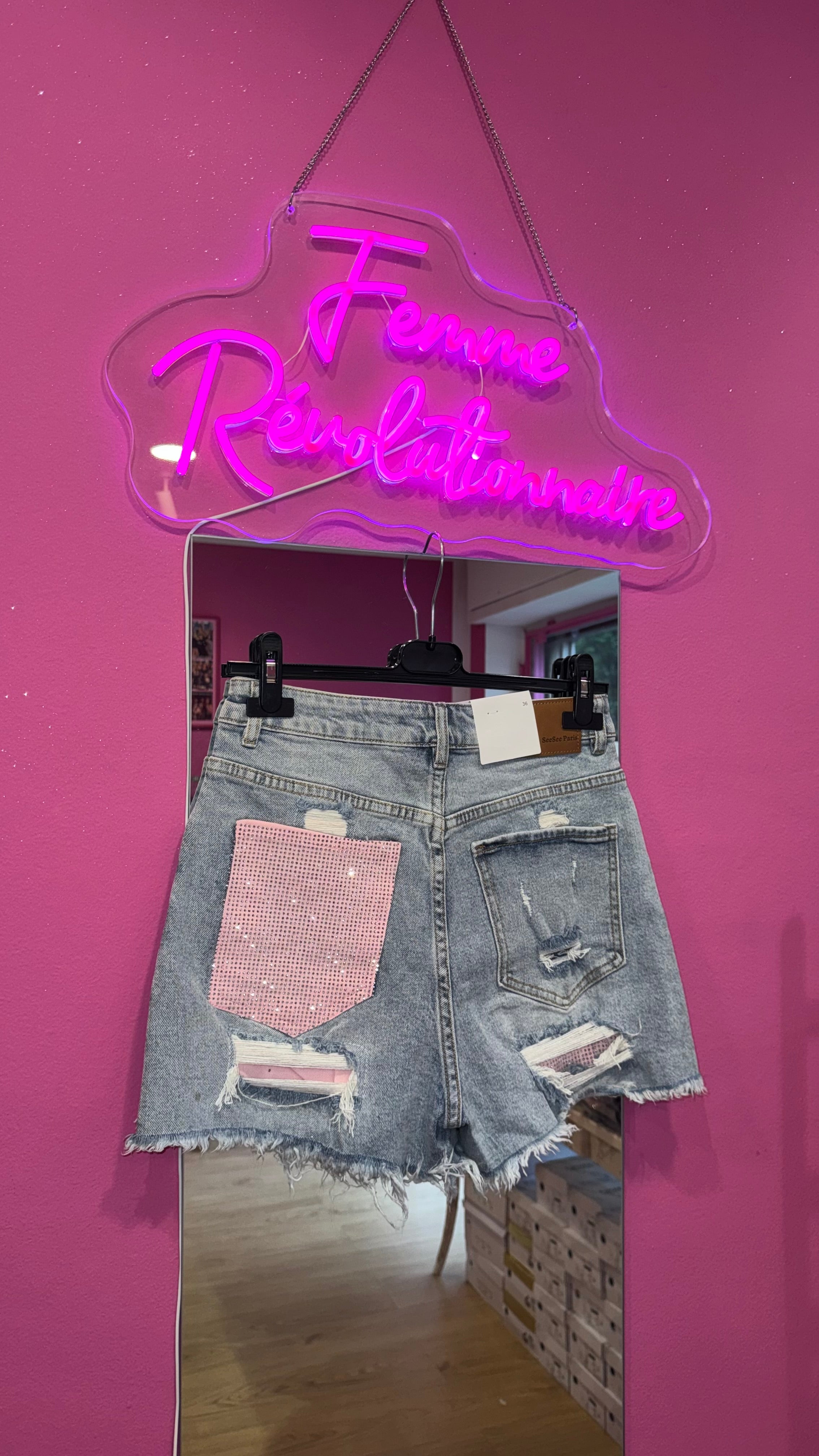 Shorts Jeans Pocket Pink