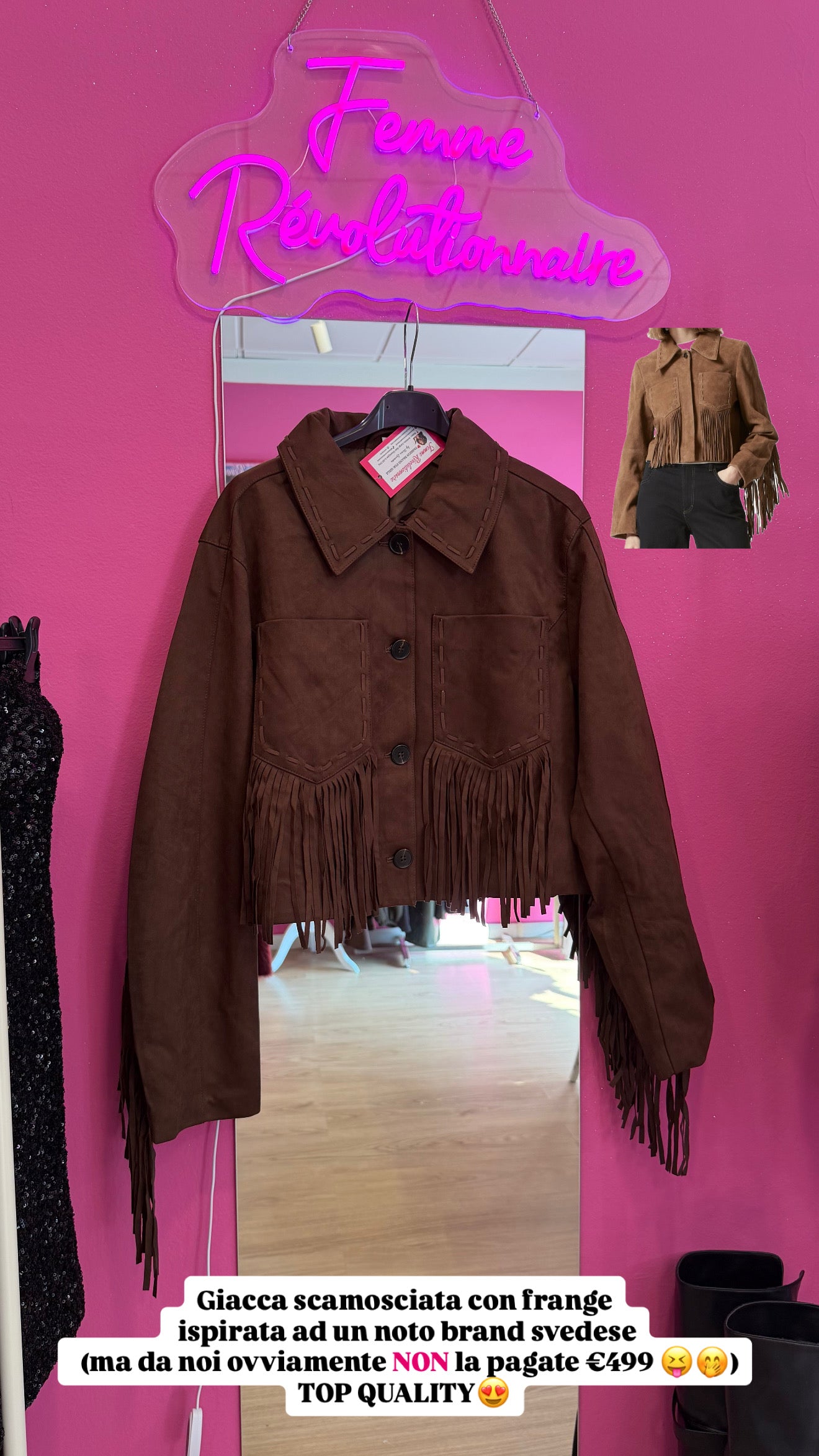 Giacca Scamosciata Bottoni e Frange in vari colori