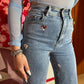 Jeans a palazzo con cuori gioiello