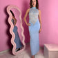 Abito Dark Rose Lace Light Blue