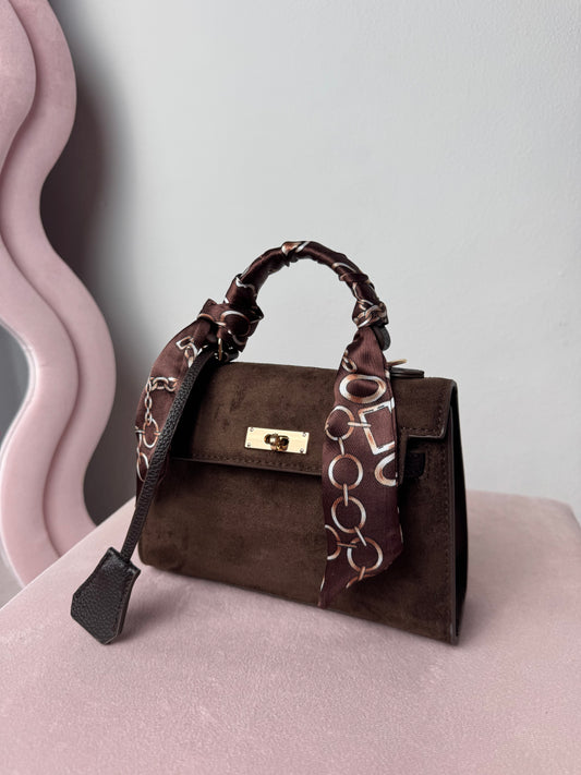 Borsa Kelly Suede Dark Brown