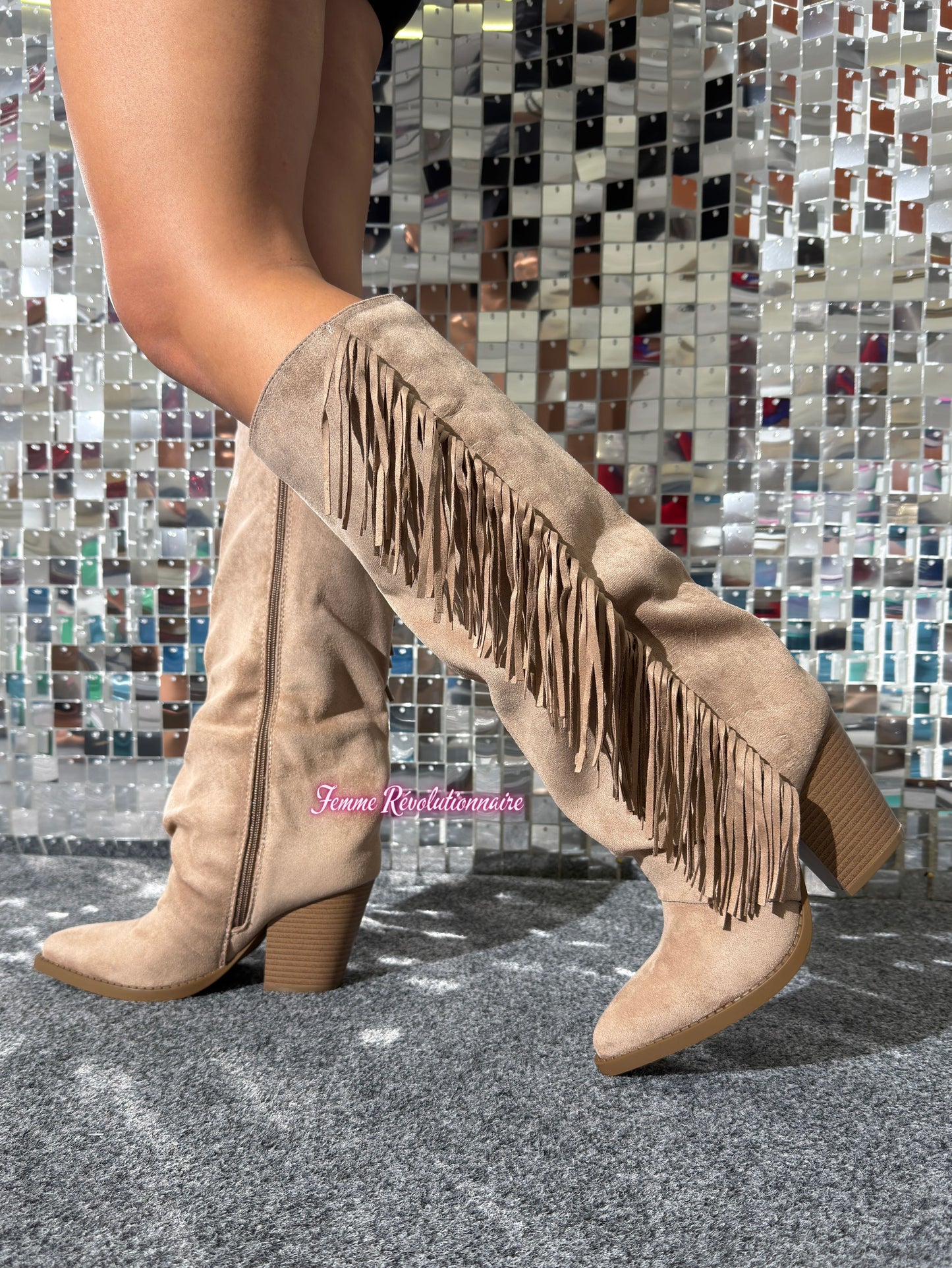 Stivale Scamosciato Frange Khaki