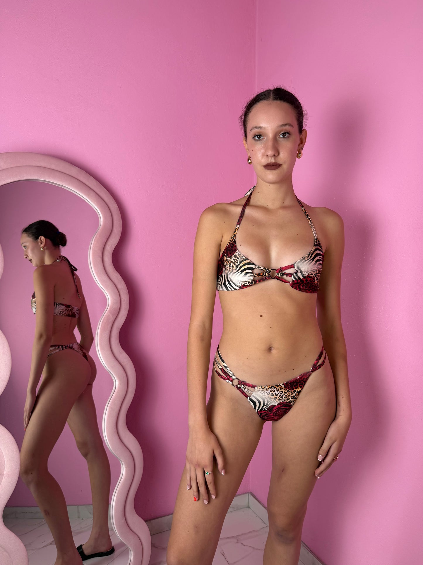 Bikini Nairobi Animalier Rose (costume+pareo)