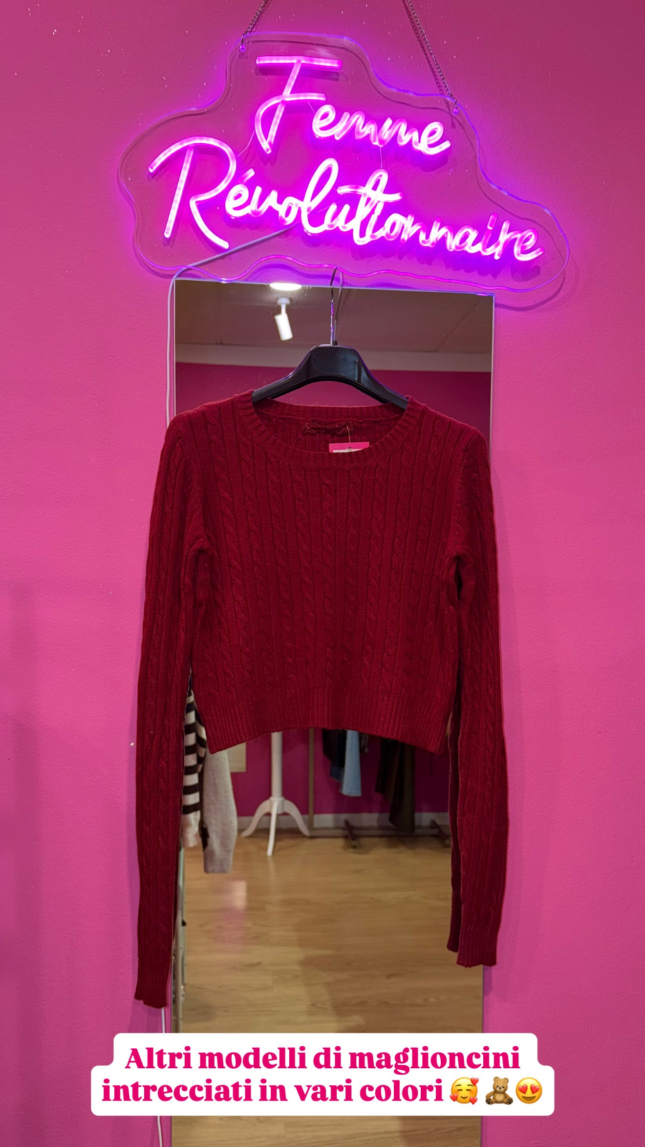 Maglioncino maglia intrecciata bordeaux