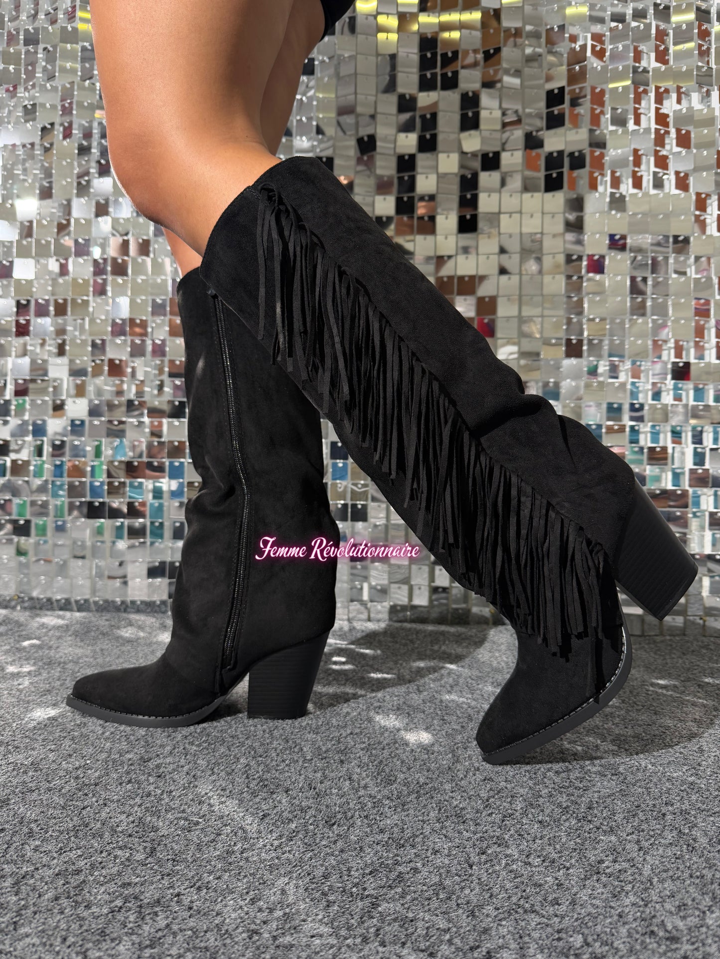 Stivale Scamosciato Frange Black