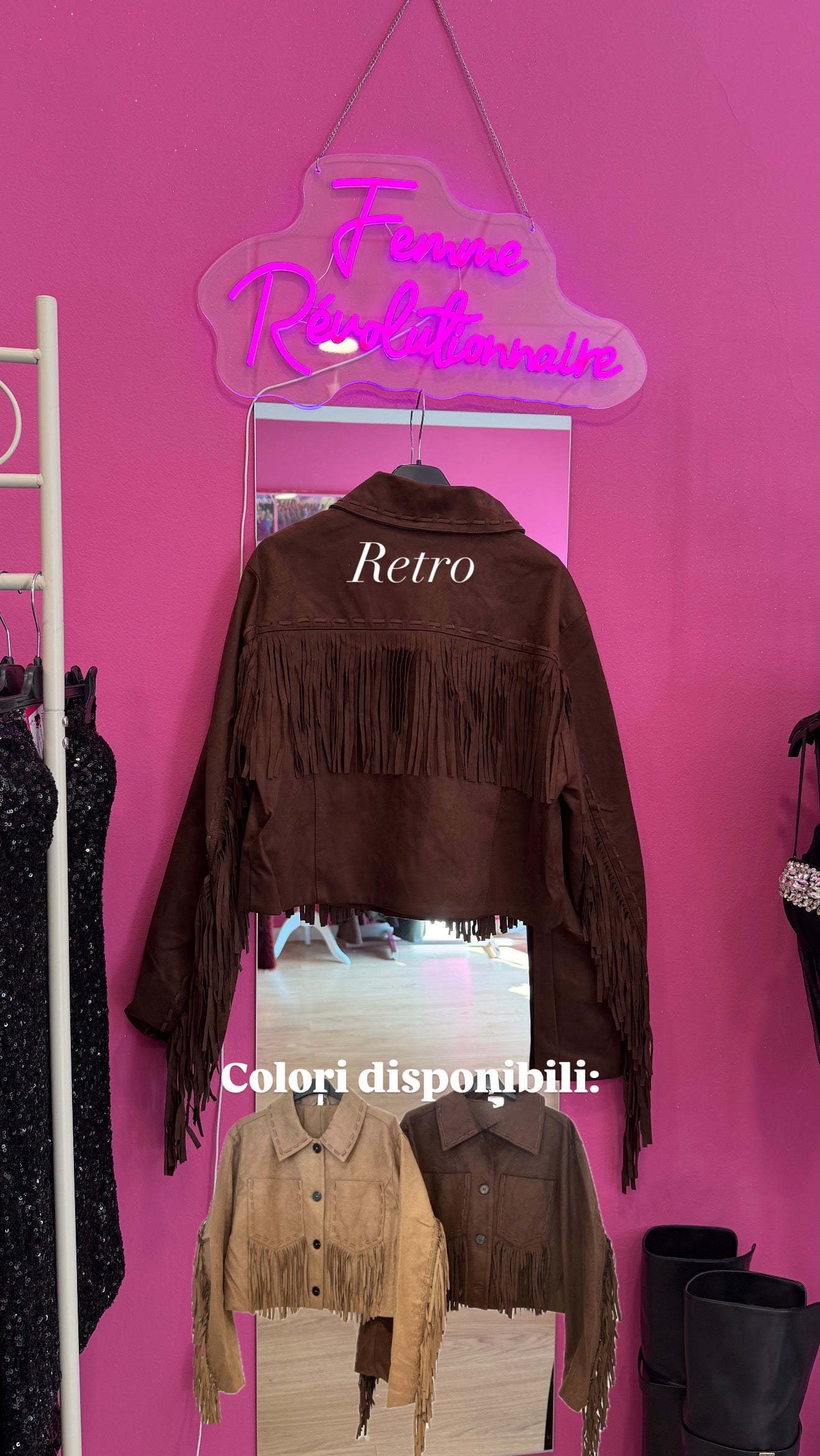 Giacca Scamosciata Bottoni e Frange in vari colori