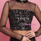 Maglietta Paillettes Velata Black