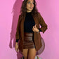 Blazer maniche arricciate brown