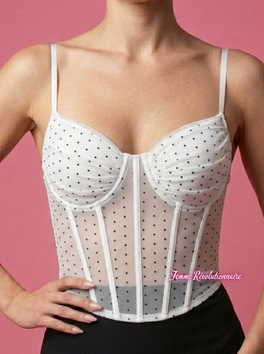 Top Veil Pois White