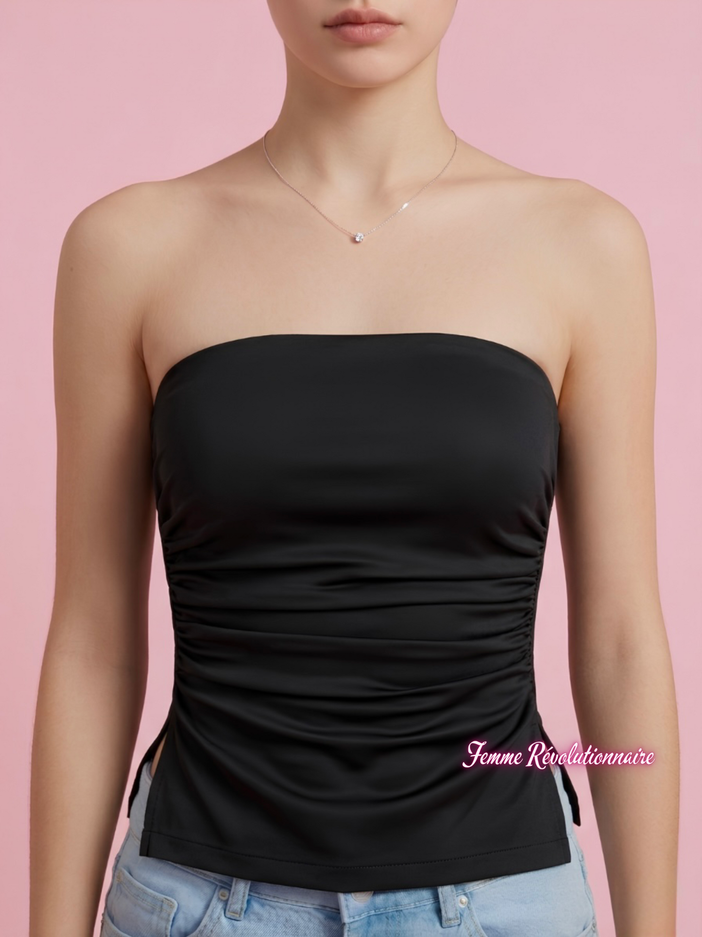 Top Cut-Out Strapless Black