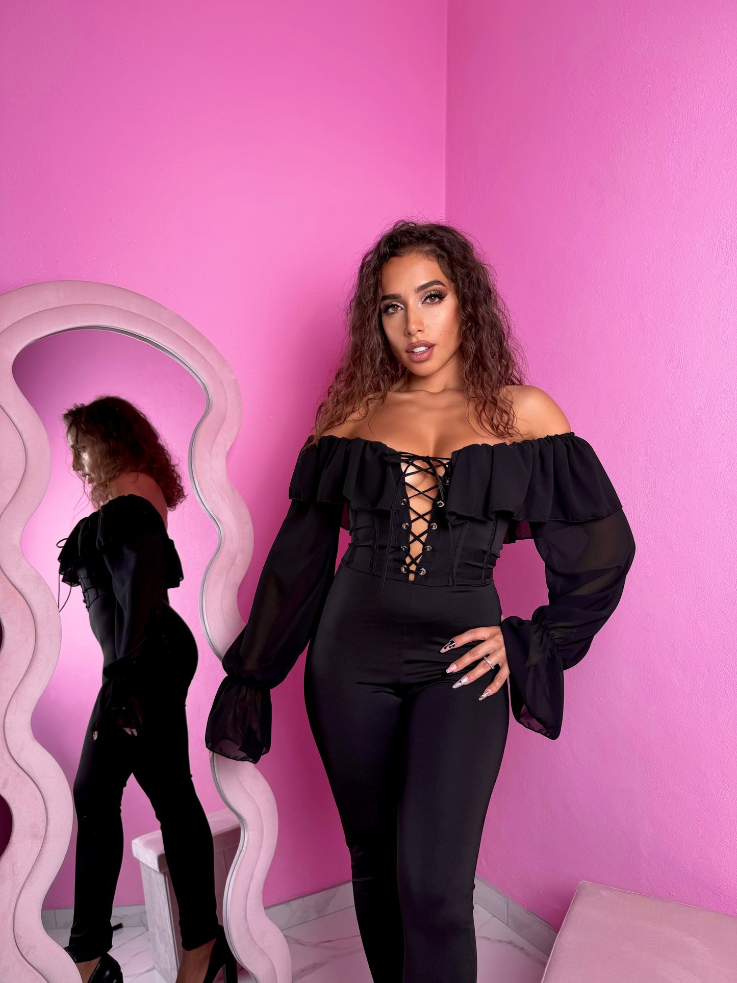 Tutina maniche velate & stringe black