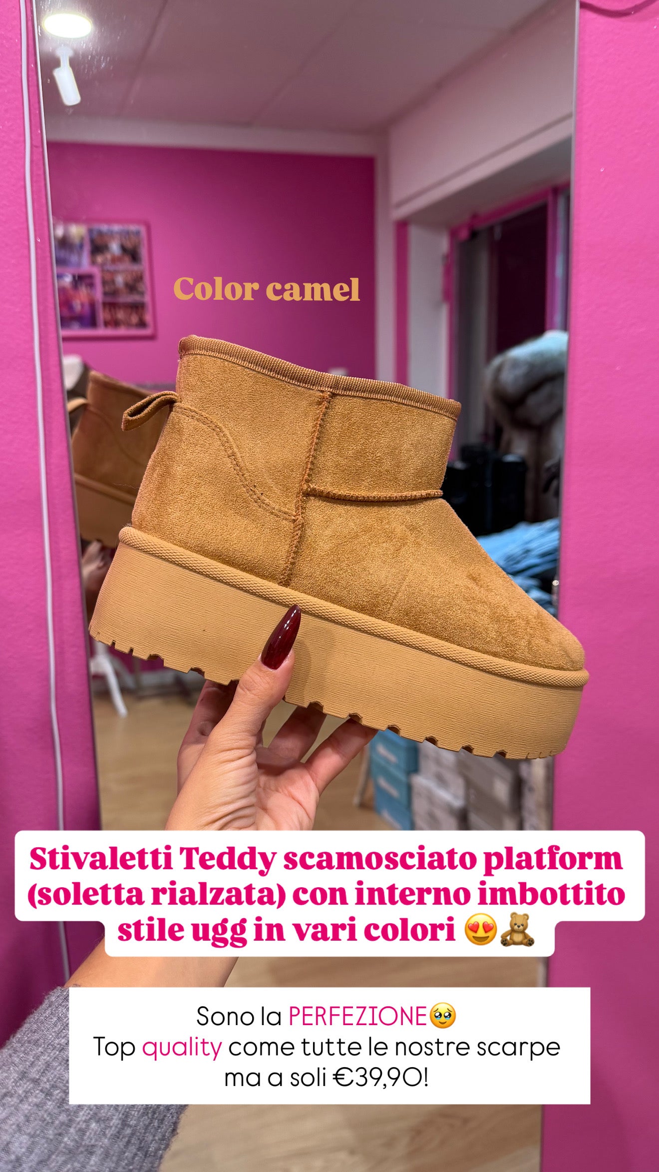 Stivaletto Teddy scamosciato Camel