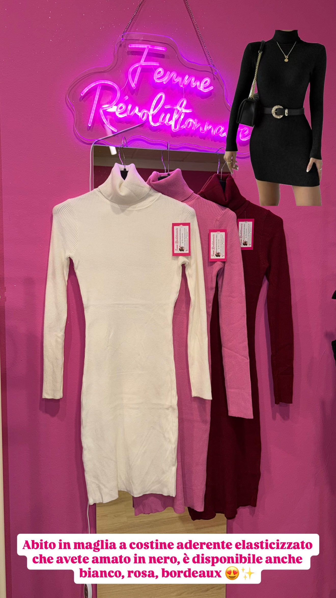 Vestito Maglia a Costine in vari colori