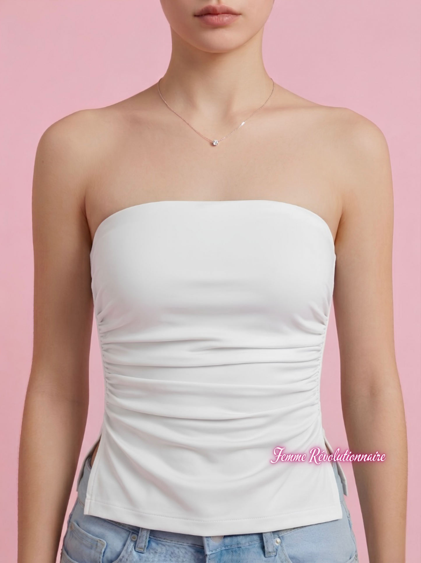 Top Cut-Out Strapless White