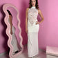 Abito Dark Rose Lace White
