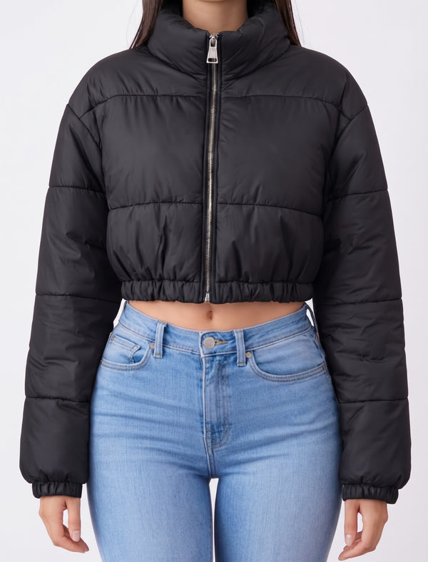 Bomber Crop Black Leggero