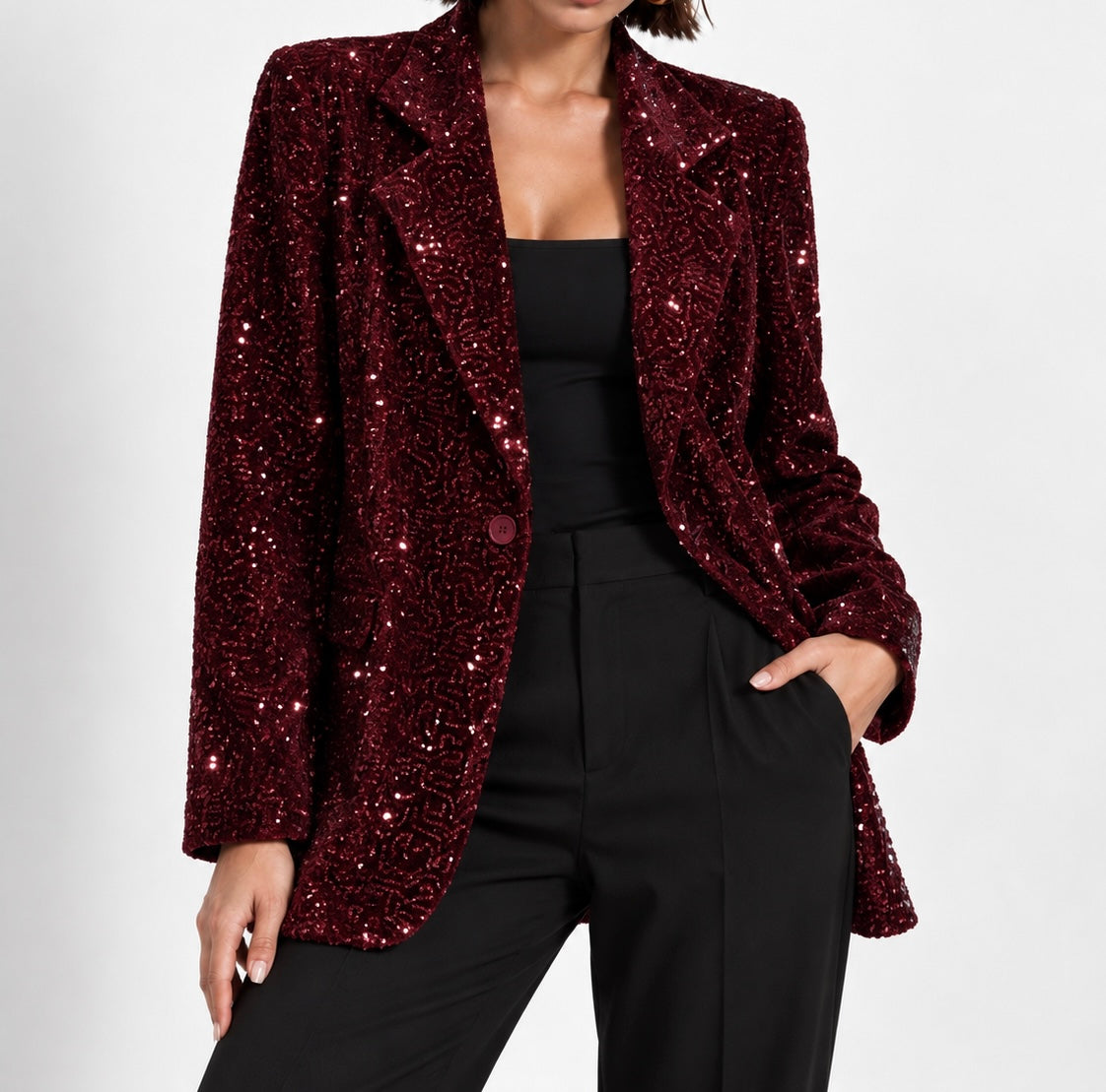 Blazer Velluto e Pailettes Bordeaux