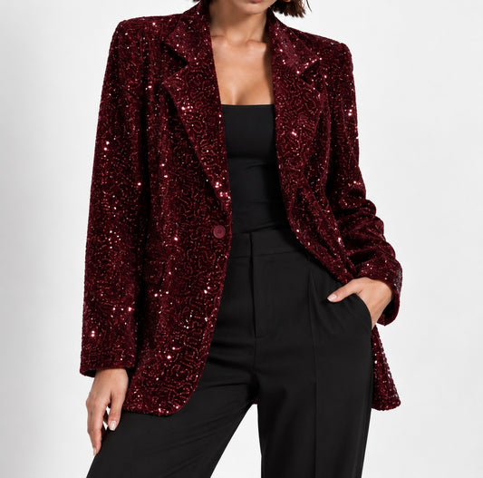 Blazer Velluto e Pailettes Bordeaux