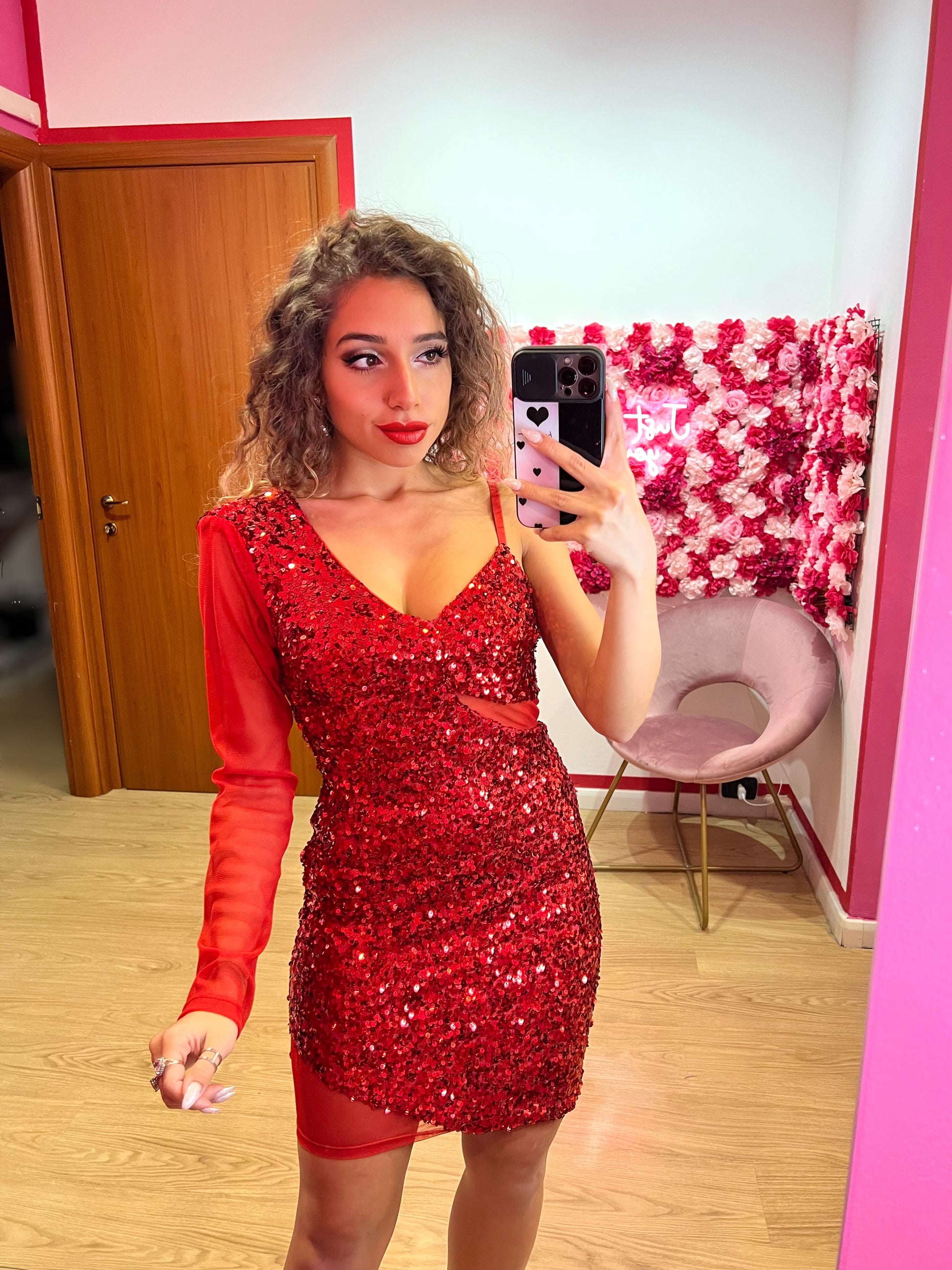 Vestito 2025 monospalla paillettes